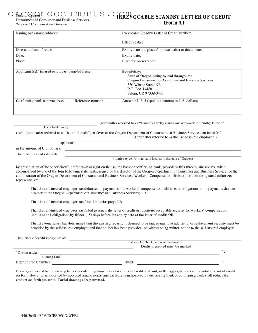 Free 440 3640A Oregon PDF Template