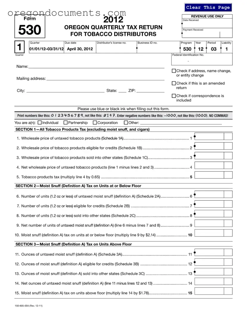 Free 530 Oregon PDF Template