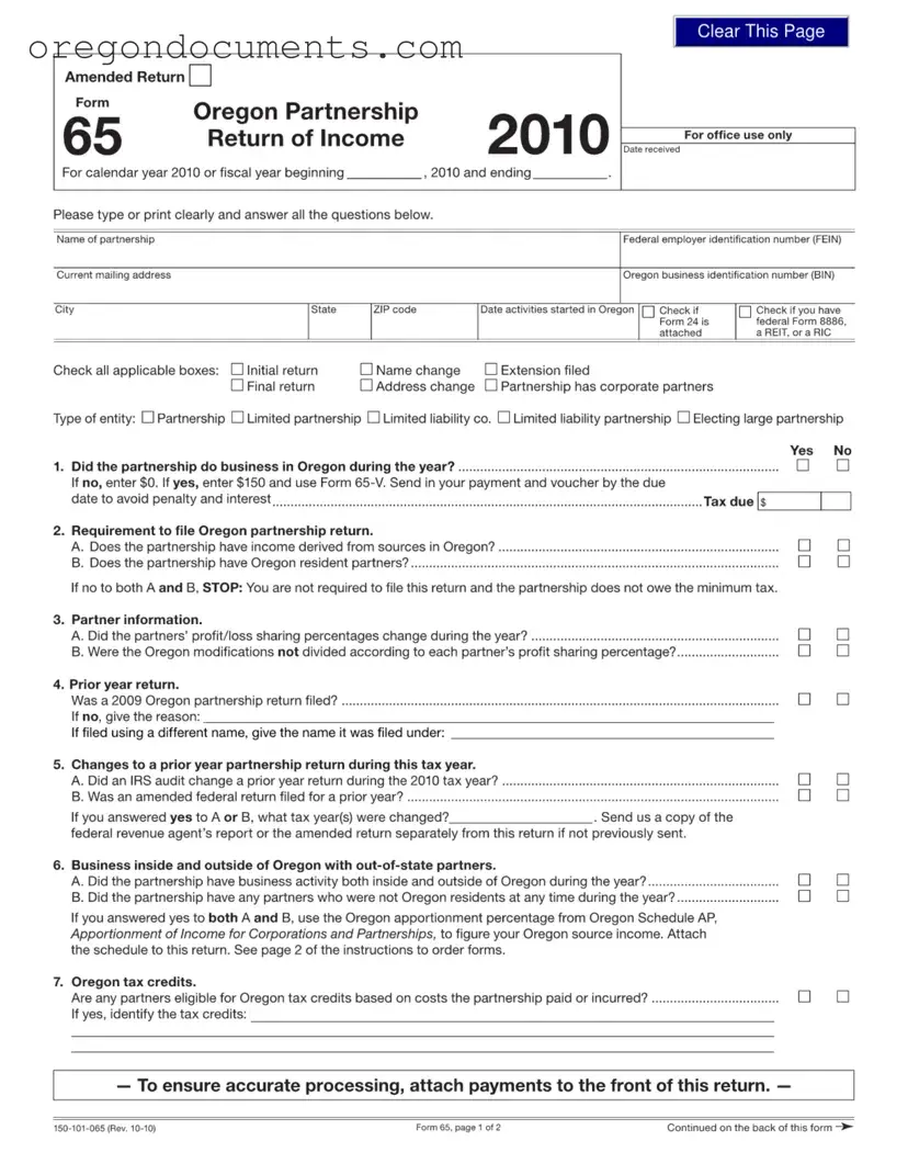 Free 65 Oregon PDF Template
