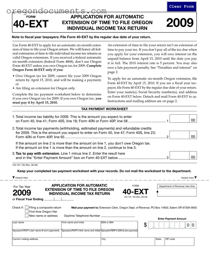 Free Oregon 40 Ext PDF Template