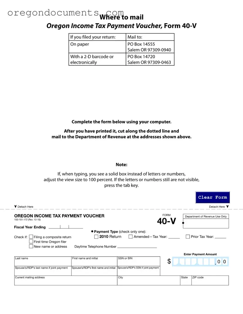Free Oregon 40V PDF Template