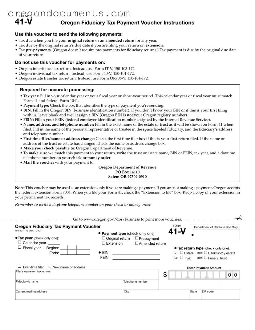 Free Oregon 41 V PDF Template