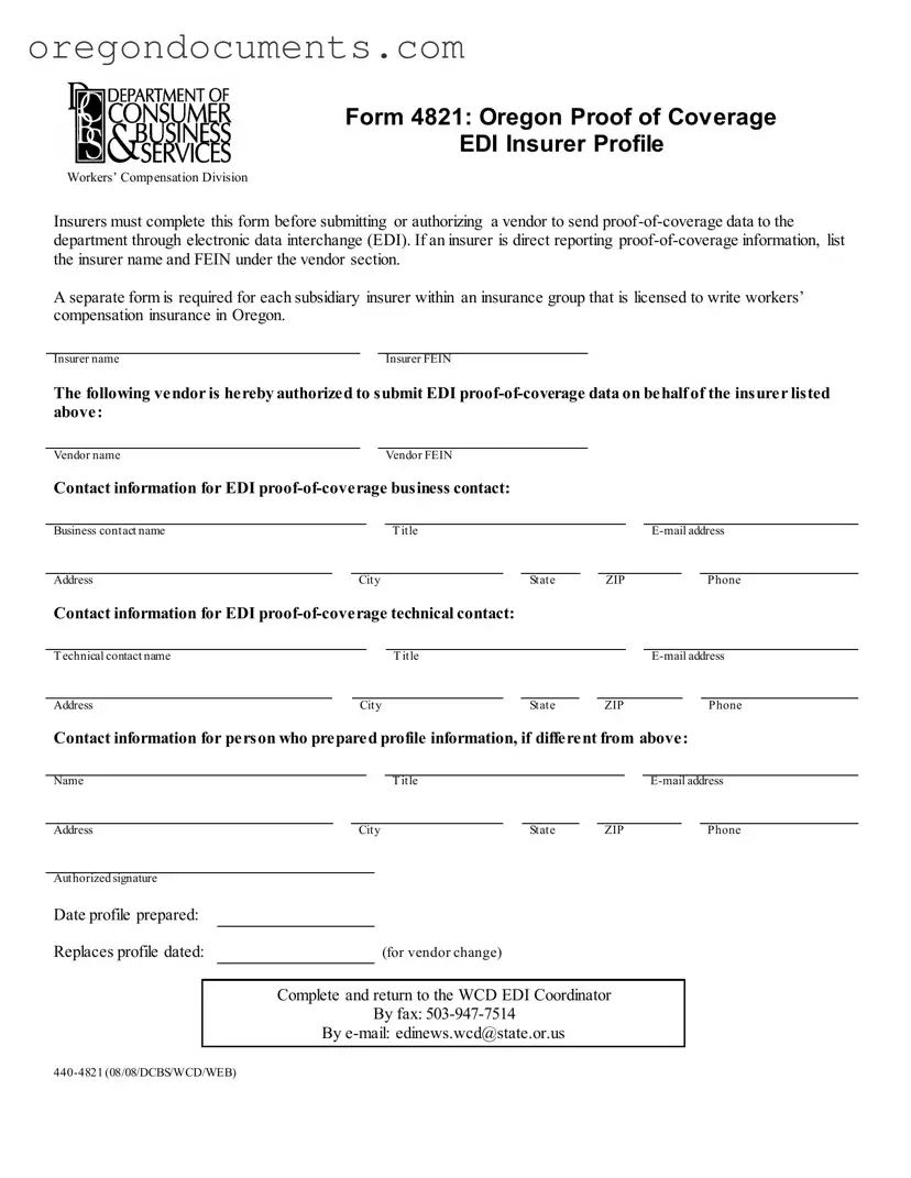 Free Oregon 4821 PDF Template