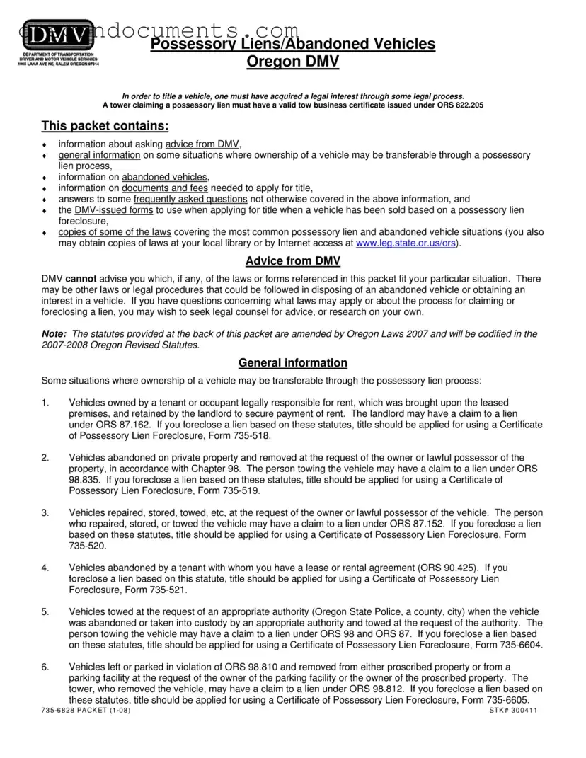 Free Oregon Abandoned Vehicles PDF Template