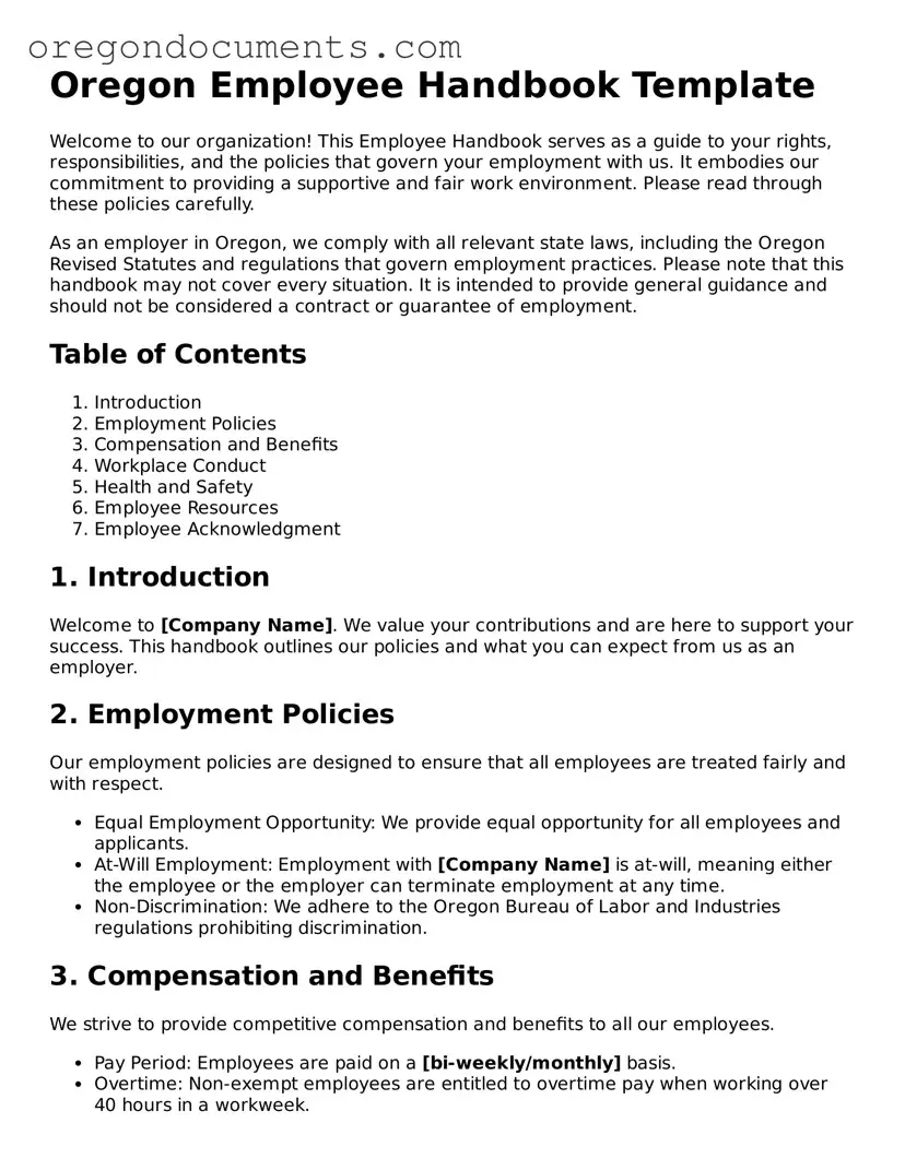 Oregon Employee Handbook Template