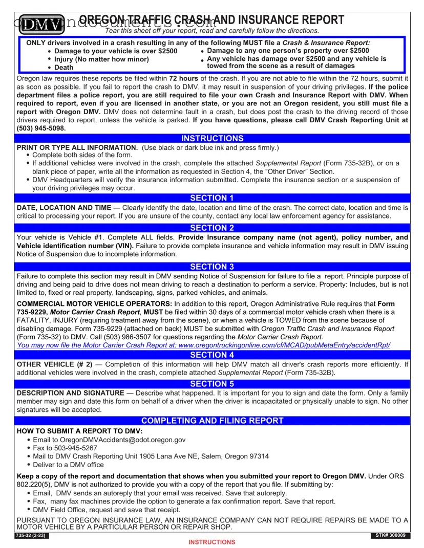 Free Oregon Dmv Accident Report PDF Template