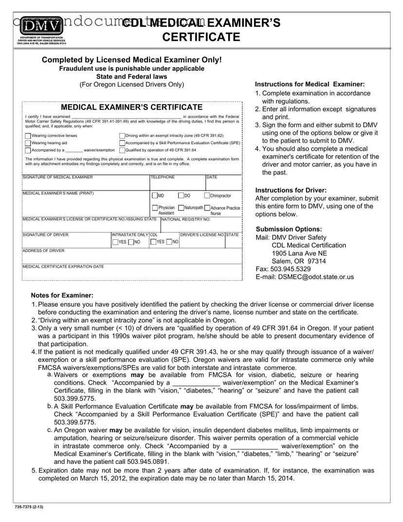 Free Oregon Dot Card For Cdl PDF Template