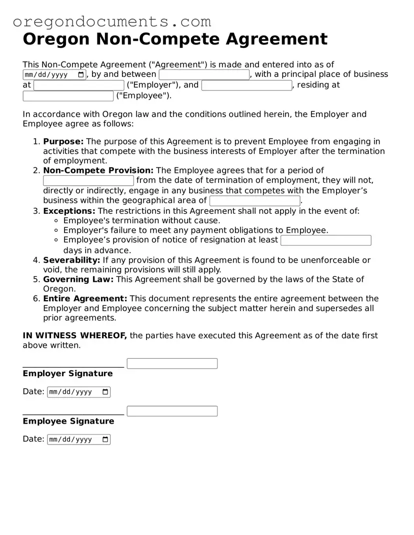 Oregon Non-compete Agreement Template