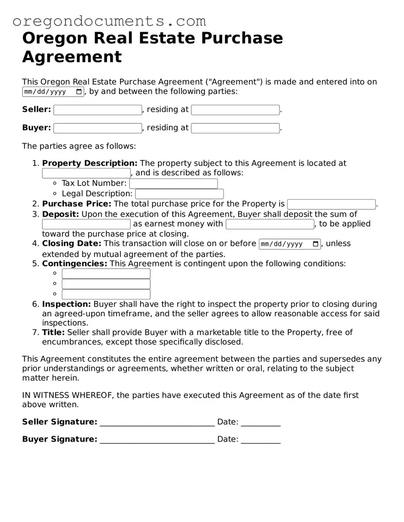 Oregon Real Estate Purchase Agreement Template