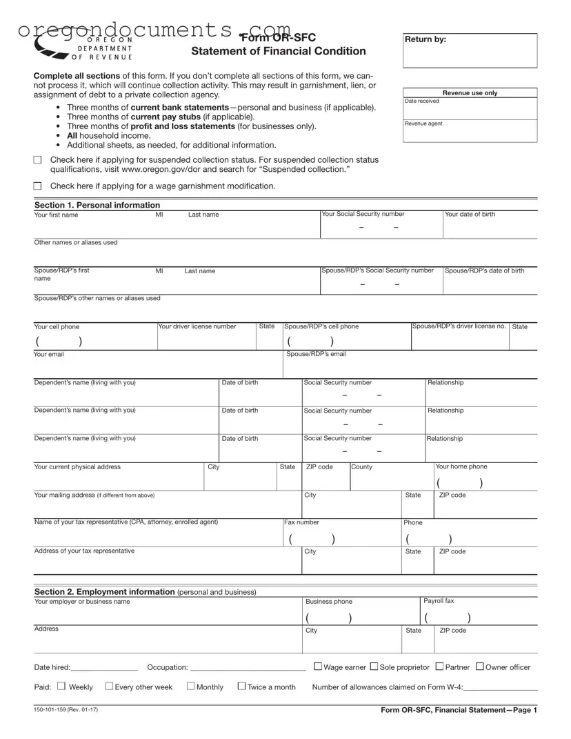 Free Oregon Statement PDF Template