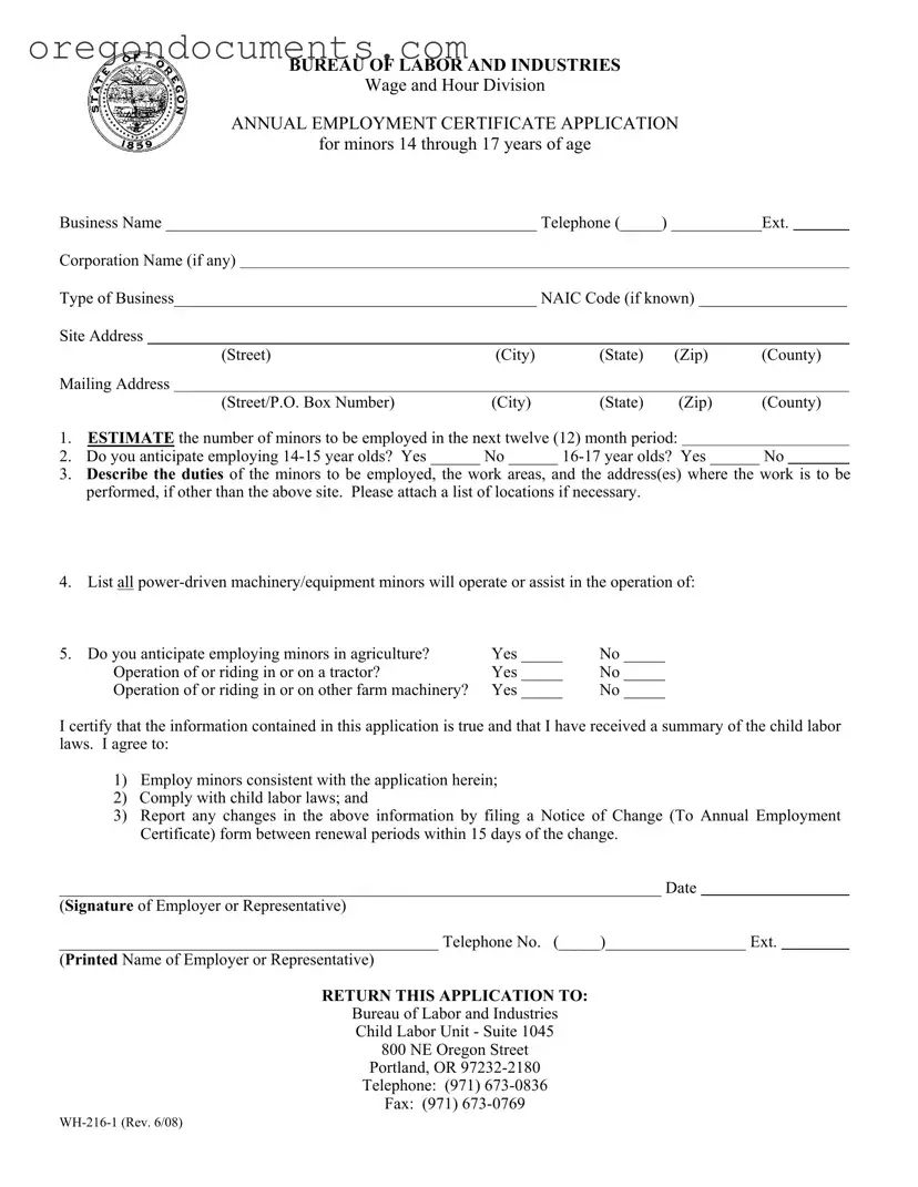 Free Oregon Wh 216 1 PDF Template