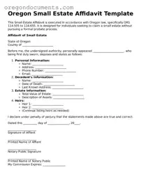 Oregon Small Estate Affidavit Template