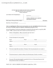 Free Oregon Annual Report Guardian PDF Template