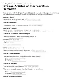 Oregon Articles of Incorporation Template