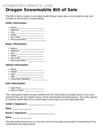 Oregon Snowmobile Bill of Sale Template