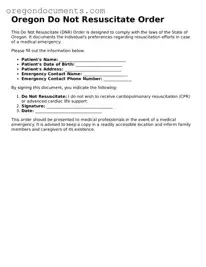 Oregon Do Not Resuscitate Order Template
