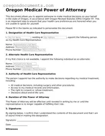 Oregon Medical Power of Attorney Template