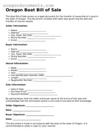Oregon Boat Bill of Sale Template