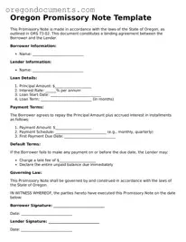 Oregon Promissory Note Template