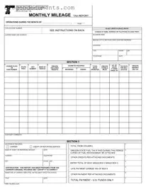 Free Oregon Monthly Mileage Tax PDF Template