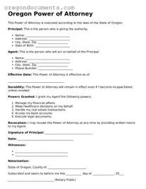 Oregon Power of Attorney Template