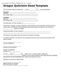Oregon Quitclaim Deed Template