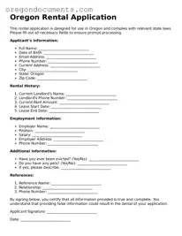 Oregon Rental Application Template