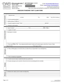 Free Oregon Tort Claim PDF Template