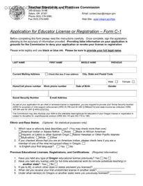 Free Oregon Tspc C 1 PDF Template