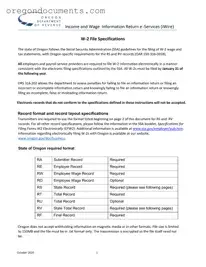 Free Oregon W2 PDF Template