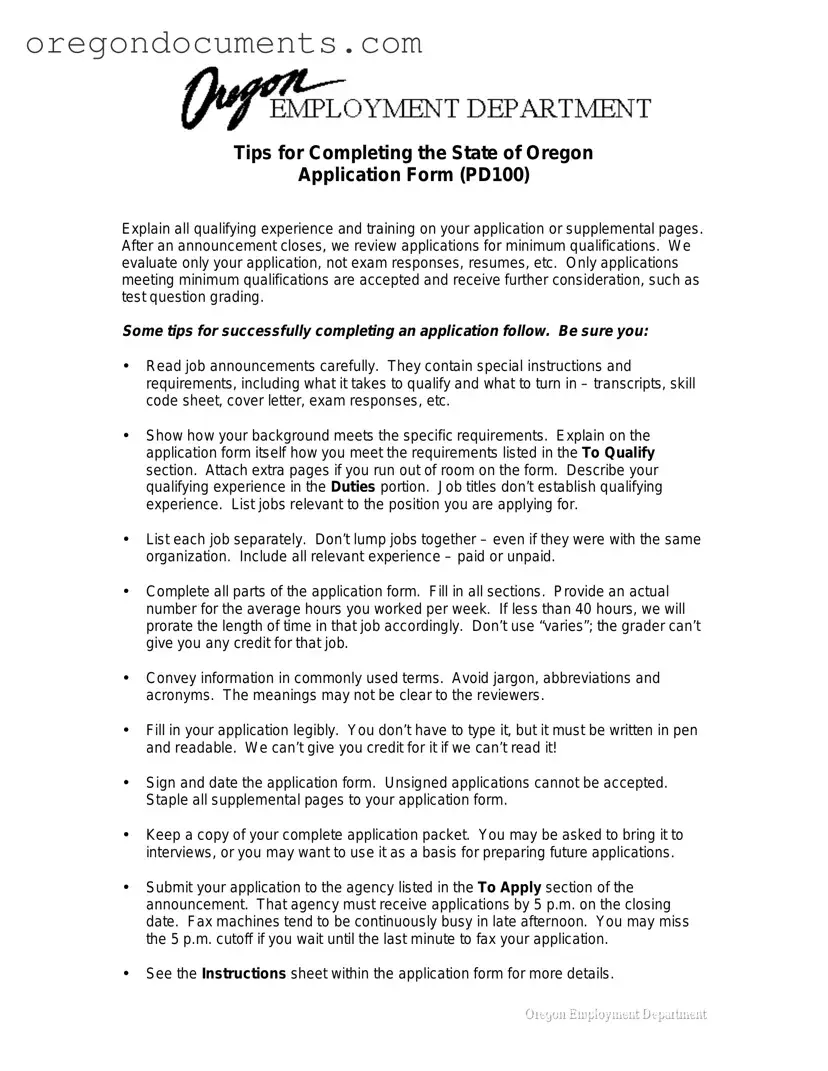 Free State Of Oregon Jobs PDF Template